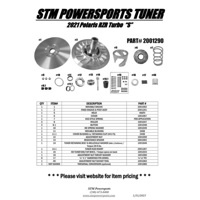 2021-2023 RZR XP-Turbo -"S" and 2021-23 Pro-XP, Turbo R STM Tuner Secondary